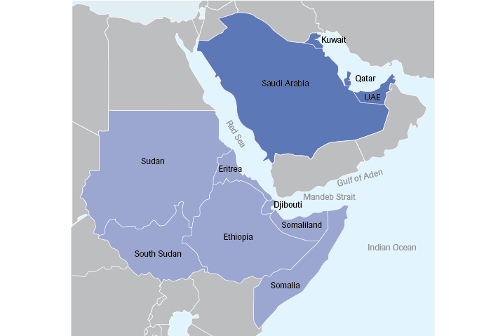 Map of the Gulf and the Horn of Africa