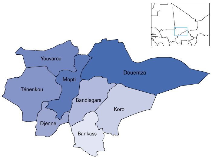 The eight cercles of the Mopti region