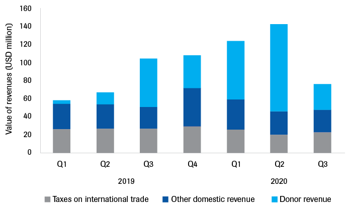 FGS revenues in 2019-2020, by source, by quarter