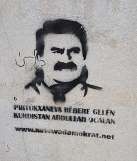 Mural of Abdullah Öcalan in the city of Qamishli 