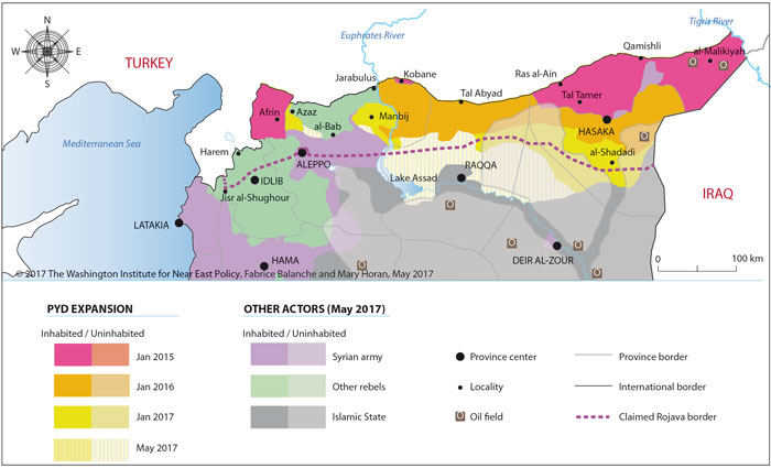 YPG/PYD territorial expansion in northern Syria from 2015 to 2017 (part 1)