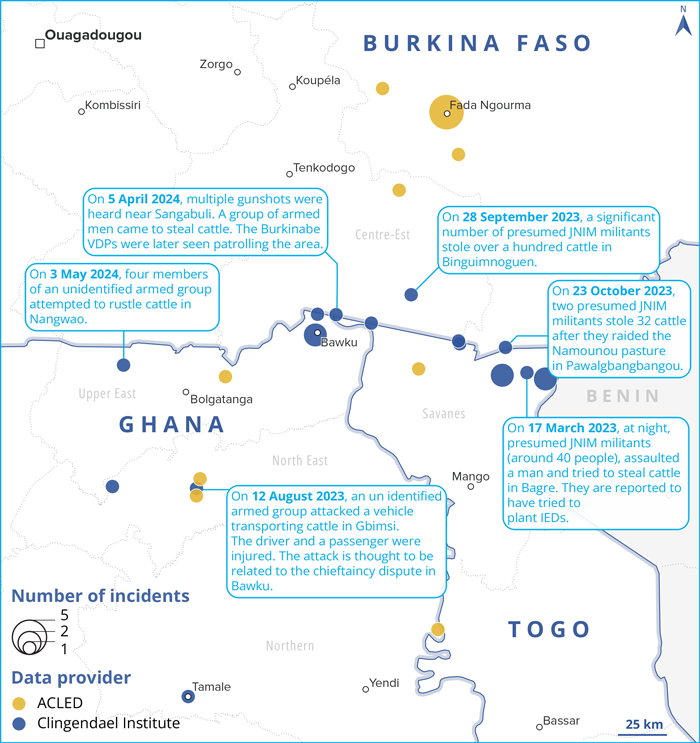 Cattle-related incidents in the tri-border area (January 2023–November 2024)