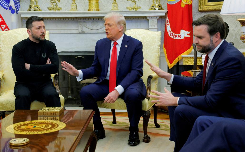 De veelbesproken ruzie in het Oval Office in Washington tussen de Amerikaanse president Trump en zijn Oekraïense ambtsgenoot Zelensky op 28 februari 2025